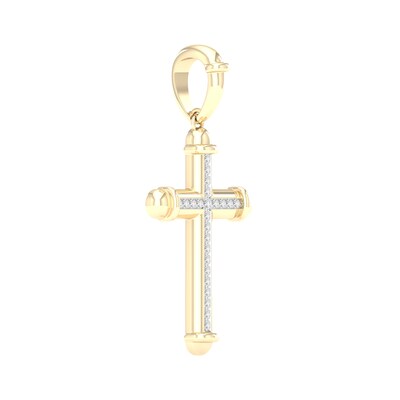 10K Gold 1/4 CT. T.W. Lab-Grown Diamond Cross Necklace Charm