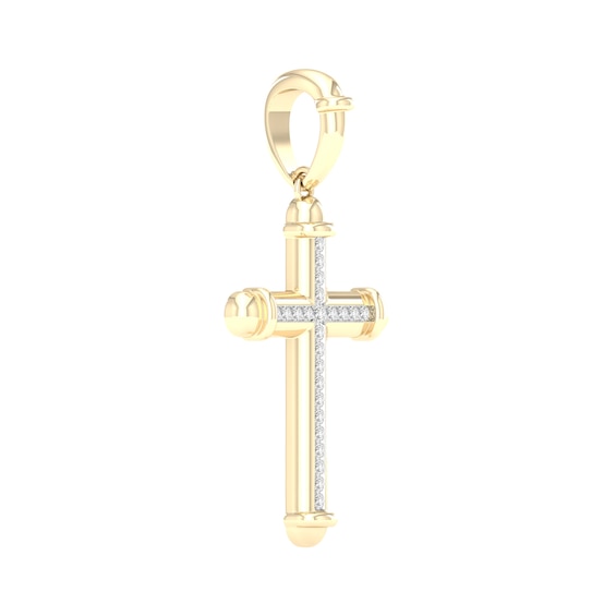 10K Gold 1/4 CT. T.W. Lab-Grown Diamond Cross Necklace Charm