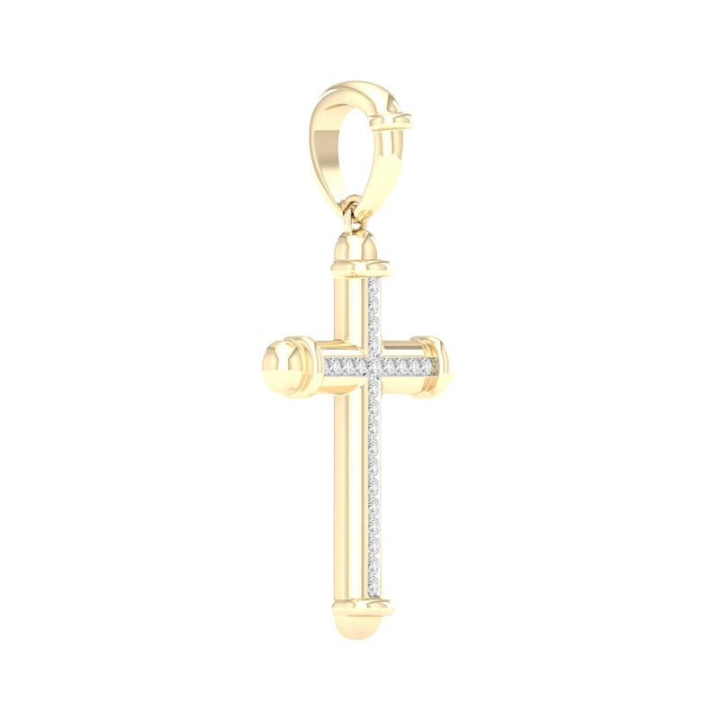 Main Image 2 of 10K Gold 1/4 CT. T.W. Lab-Grown Diamond Cross Necklace Charm