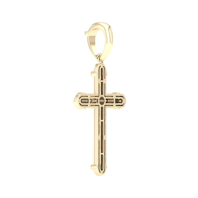 Main Image 3 of 10K Gold 1/4 CT. T.W. Lab-Grown Diamond Cross Necklace Charm