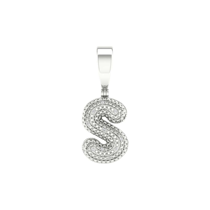 Main Image 1 of Sterling Silver 1/20 CT. T.W. Lab-Grown Diamond Initial Necklace Charm
