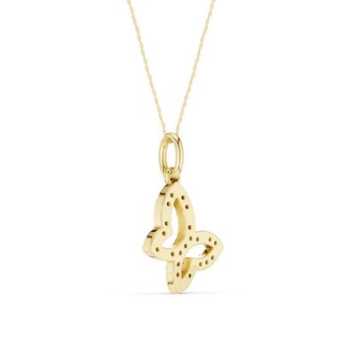 10K Gold 1/10 CT. T.W. Lab-Grown Diamond Open Butterfly Pendant - 16" + 2"