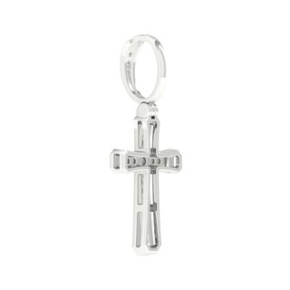 Sterling Silver 1/10 CT. T.W. Lab-Grown Diamond Cross Necklace Charm