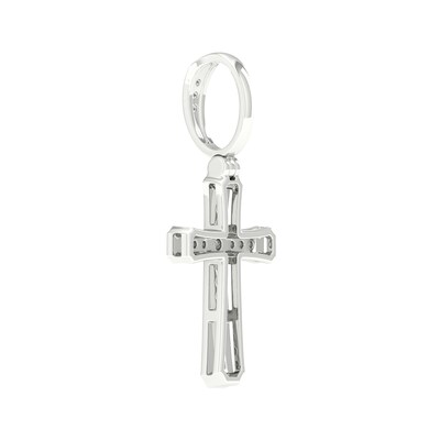 Sterling Silver 1/10 CT. T.W. Lab-Grown Diamond Cross Necklace Charm