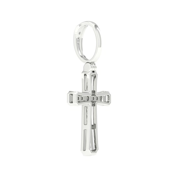Sterling Silver 1/10 CT. T.W. Lab-Grown Diamond Cross Necklace Charm