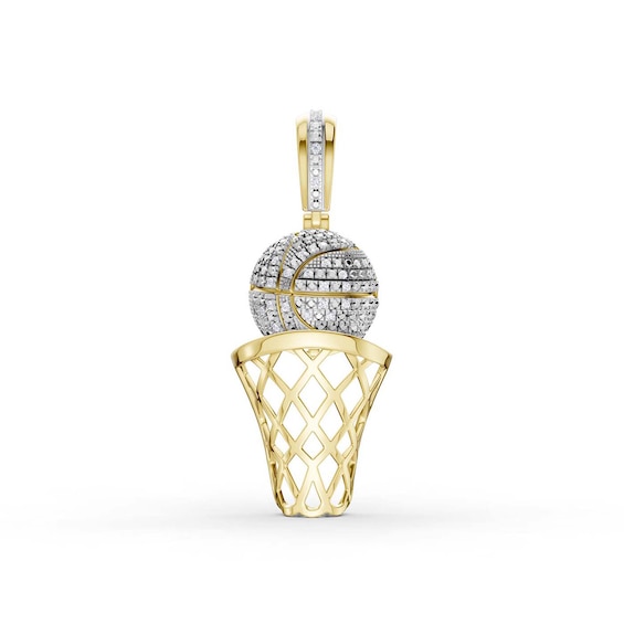 14K Gold Plated 1/8 CT. T.W. Lab-Grown Diamond Basketball Hoop Necklace Charm