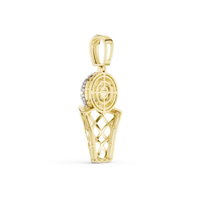 14K Gold Plated 1/8 CT. T.W. Lab-Grown Diamond Basketball Hoop Necklace Charm