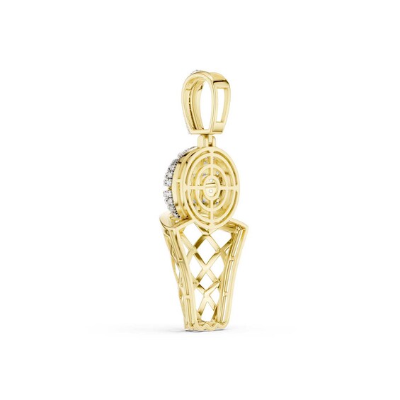 14K Gold Plated 1/8 CT. T.W. Lab-Grown Diamond Basketball Hoop Necklace Charm