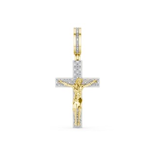 14K Gold Plated 1/5 CT. T.W. Crucific Necklace Charm