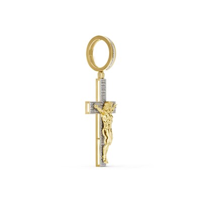 14K Gold Plated 1/5 CT. T.W. Crucific Necklace Charm