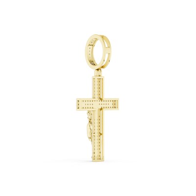 14K Gold Plated 1/5 CT. T.W. Crucific Necklace Charm