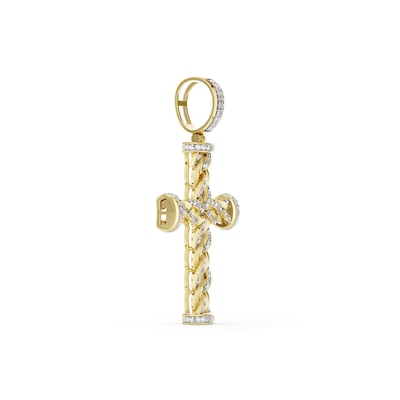 14K Gold Plated 1/10 CT. T.W. Lab-Grown Diamond Twisted Cross Necklace Charm