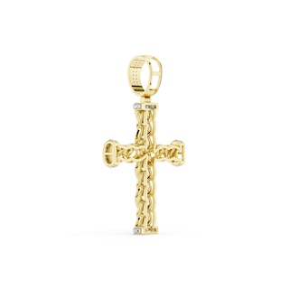 14K Gold Plated 1/10 CT. T.W. Lab-Grown Diamond Twisted Cross Necklace Charm