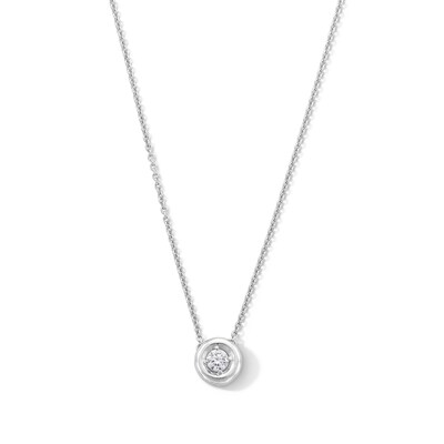 Sterling Silver 1/10 CT. T.W. Lab-Grown Diamond Round Solitaire Pendant - 16" + 2"
