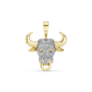 14K Gold Plated 1/5 CT. T.W. Lab-Grown Diamond Bull Necklace Charm