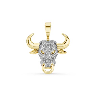 14K Gold Plated 1/5 CT. T.W. Lab-Grown Diamond Bull Necklace Charm