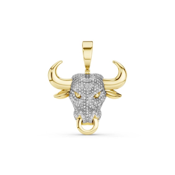 14K Gold Plated 1/5 CT. T.W. Lab-Grown Diamond Bull Necklace Charm