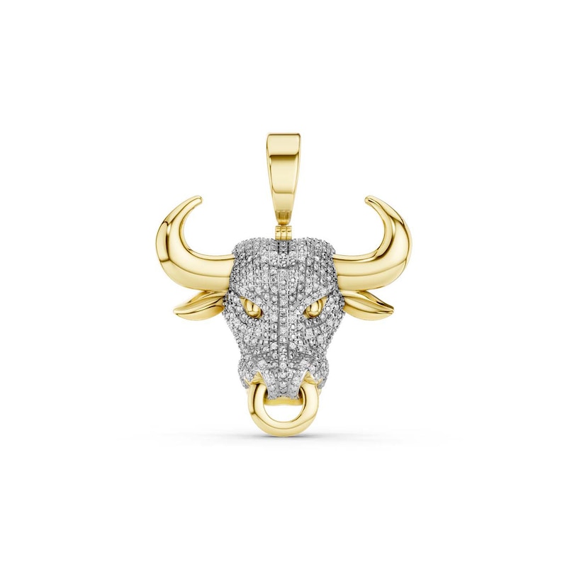 14K Gold Plated 1/5 CT. T.W. Lab-Grown Diamond Bull Necklace Charm