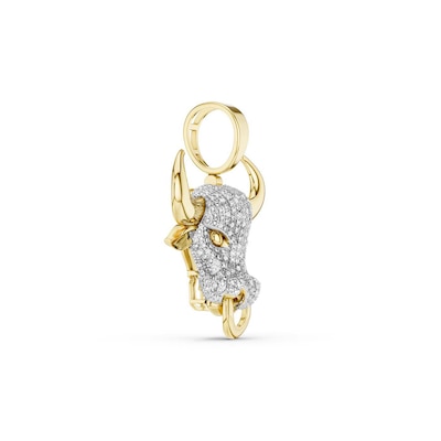 14K Gold Plated 1/5 CT. T.W. Lab-Grown Diamond Bull Necklace Charm