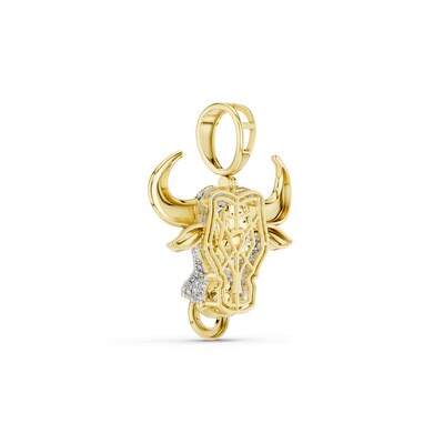 14K Gold Plated 1/5 CT. T.W. Lab-Grown Diamond Bull Necklace Charm