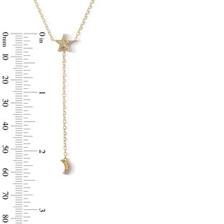 14K Gold Plated 1/20 CT. T.W. Lab-Grown Diamond Moon and Star Necklace - 16" + 2"