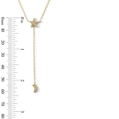 14K Gold Plated 1/20 CT. T.W. Lab-Grown Diamond Moon and Star Necklace - 16" + 2"