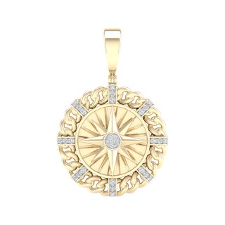 14K Gold Plated 1/5 CT. T.W. Lab-Grown Diamond Compass Necklace Charm