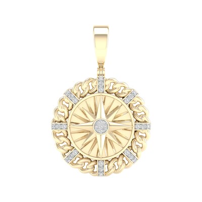 14K Gold Plated 1/5 CT. T.W. Lab-Grown Diamond Compass Necklace Charm