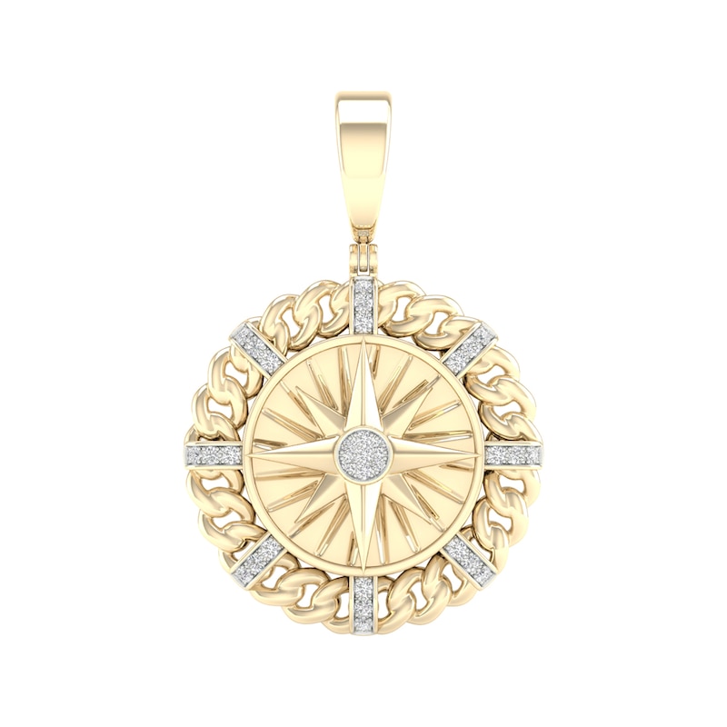 14K Gold Plated 1/5 CT. T.W. Lab-Grown Diamond Compass Necklace Charm