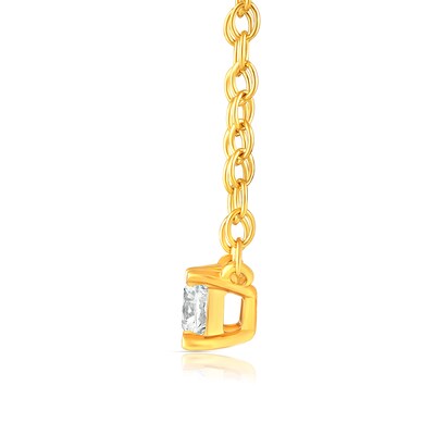 14K Gold Plated 1/5 CT. T.W. Lab-Grown Diamond Solitaire Baguette Pendant - 16" + 2"