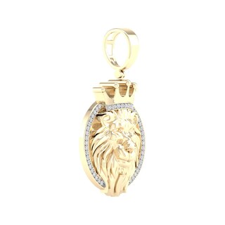 14K Gold Plated 1/3 CT. T.W. Lab-Grown Diamond Crowned Lion Necklace Charm