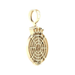 14K Gold Plated 1/3 CT. T.W. Lab-Grown Diamond Crowned Lion Necklace Charm