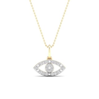 14K Gold Plated 1/10  CT. T.W. Lab-Grown Diamond Eye Pendant - 16" + 2"