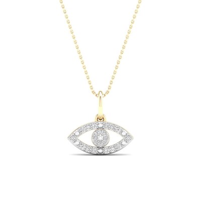 14K Gold Plated 1/10  CT. T.W. Lab-Grown Diamond Eye Pendant - 16" + 2"