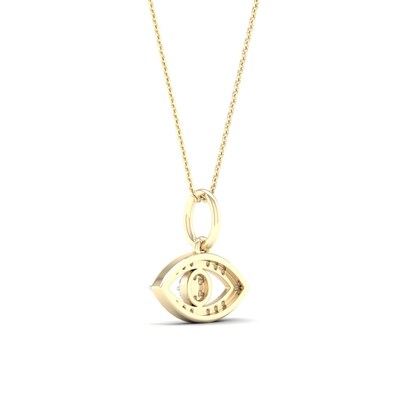 14K Gold Plated 1/10  CT. T.W. Lab-Grown Diamond Eye Pendant - 16" + 2"
