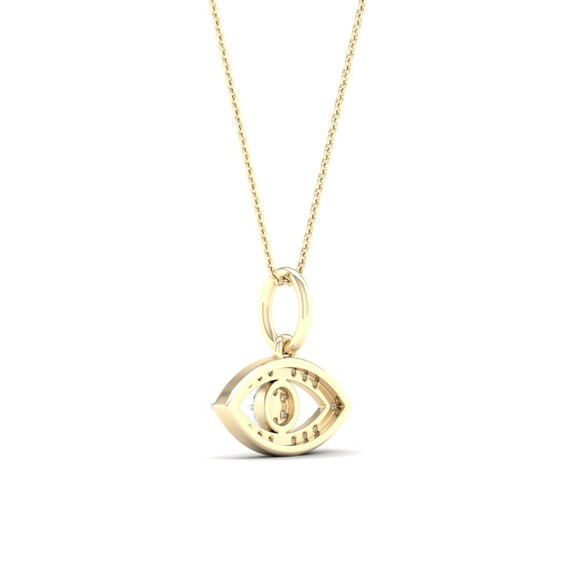 14K Gold Plated 1/10  CT. T.W. Lab-Grown Diamond Eye Pendant - 16" + 2"
