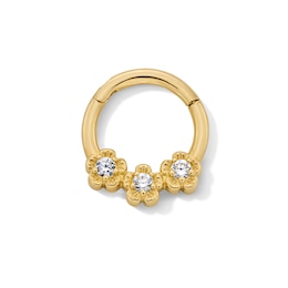 10K Solid Gold CZ Flower Clicker Hoop - 18G 5/16"