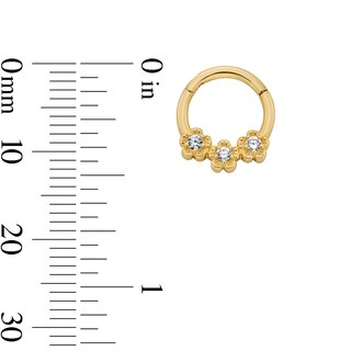 10K Solid Gold CZ Flower Clicker Hoop - 18G 5/16"