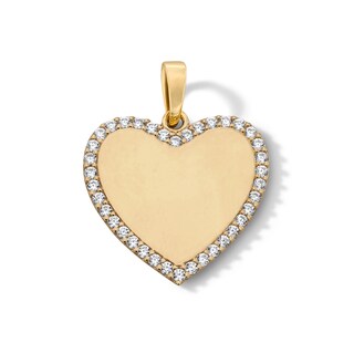 10K Solid Gold CZ Heart Necklace Charm