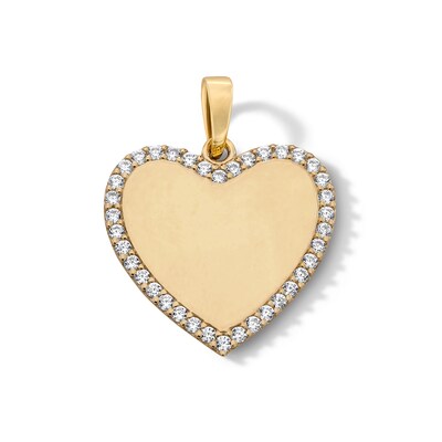 10K Solid Gold CZ Heart Necklace Charm