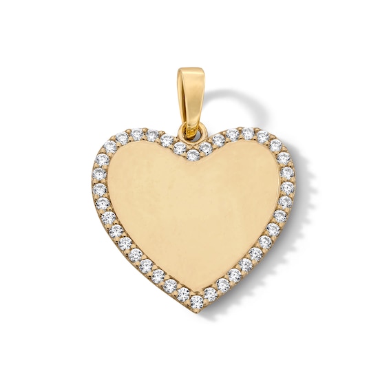 10K Solid Gold CZ Heart Necklace Charm