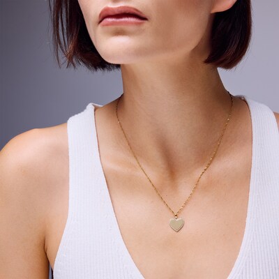 10K Solid Gold CZ Heart Necklace Charm