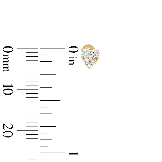 10K Gold CZ Pavé Heart Flat Back Studs