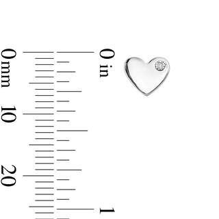 Sterling Silver CZ Polished Heart Studs