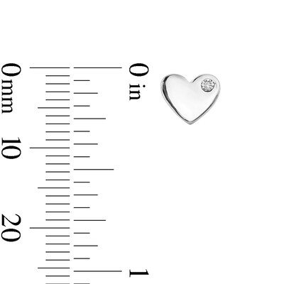 Sterling Silver CZ Polished Heart Studs