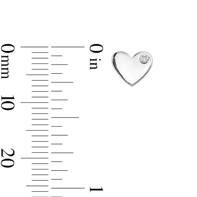 Main Image 3 of Sterling Silver CZ Polished Heart Studs