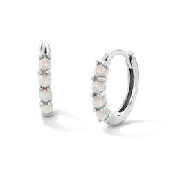 Sterling Silver Synthetic Opal Huggie Hoops