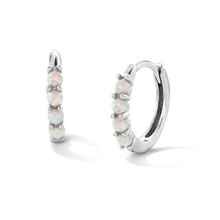 Sterling Silver Synthetic Opal Huggie Hoops