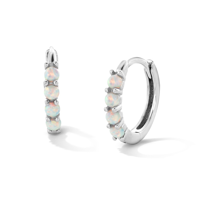 Sterling Silver Synthetic Opal Huggie Hoops