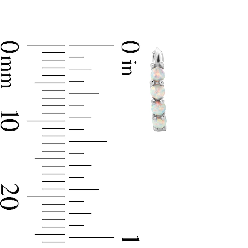 Main Image 3 of Sterling Silver Synthetic Opal Huggie Hoops